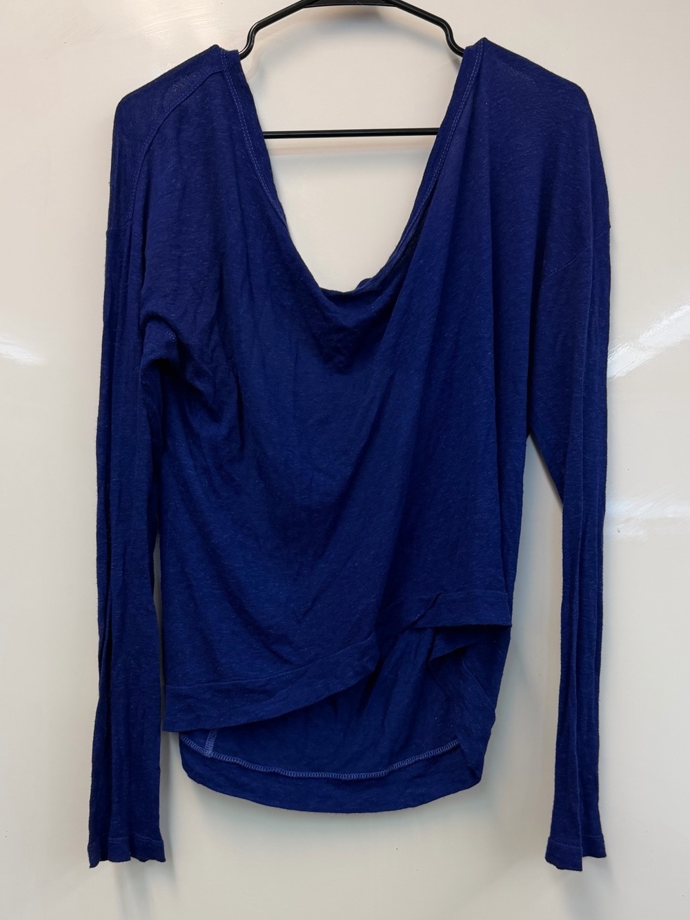 Hard Tail Deep Cowl Back Long-Sleeve Top - Navy Blue